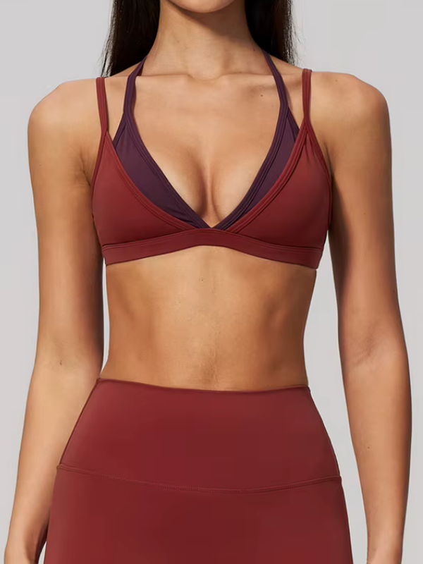Brassière Sport Bicolore - bordeaux / S