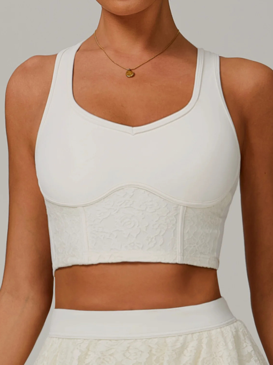 Brassière Sport Dentelle - blanc / S