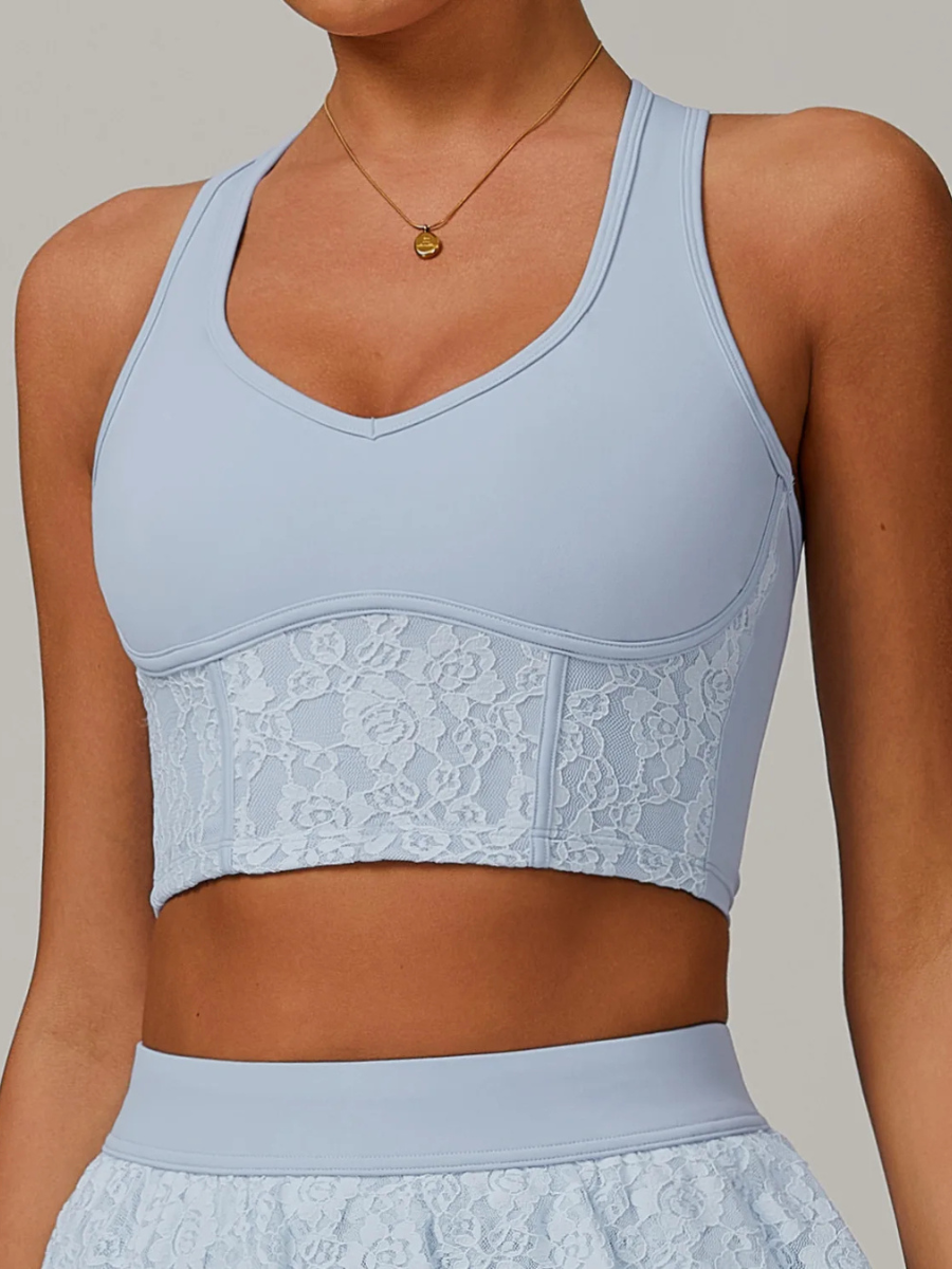 Brassière Sport Dentelle - bleu ciel / S