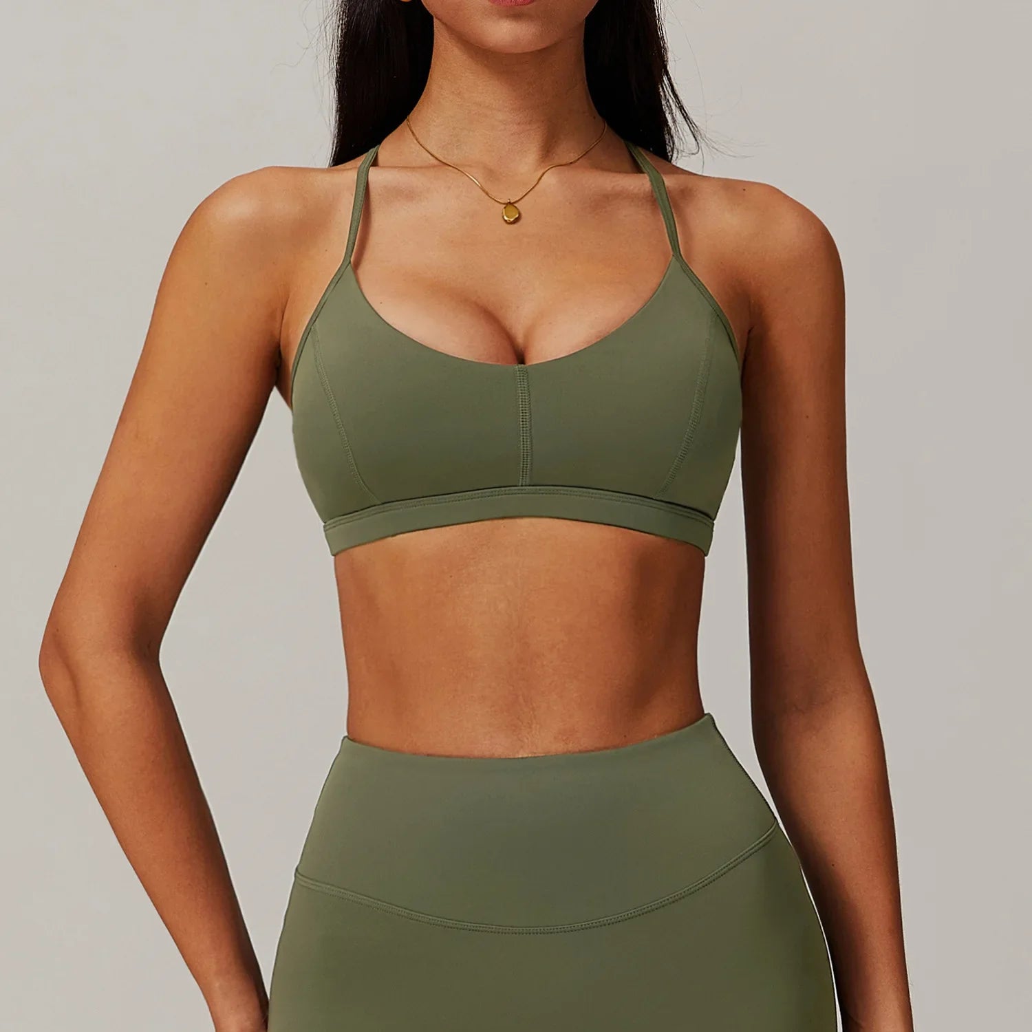 Brassière Yoga Ajustable - vert militaire / S