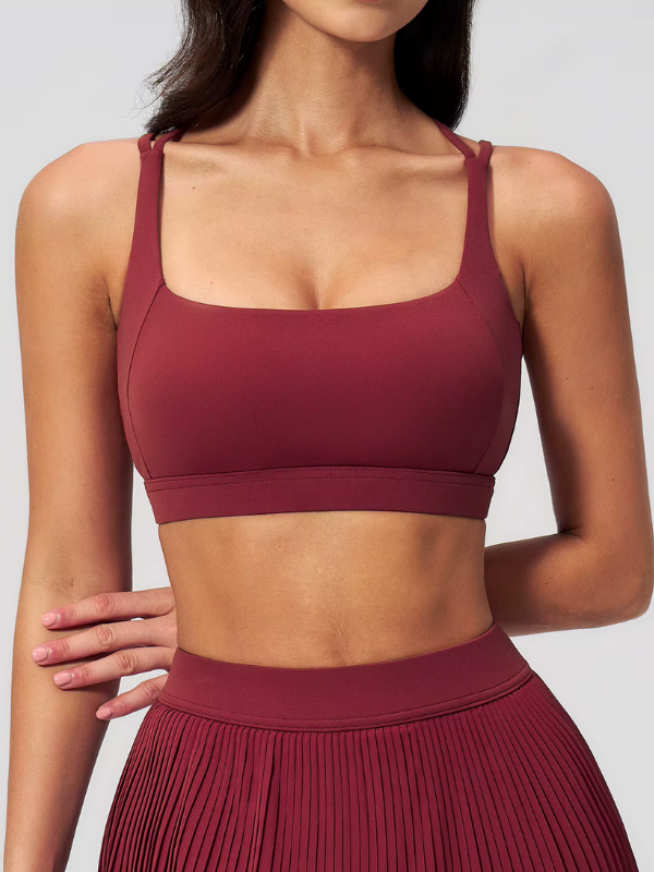 Brassière Yoga Bretelles Croisées - bordeaux / S