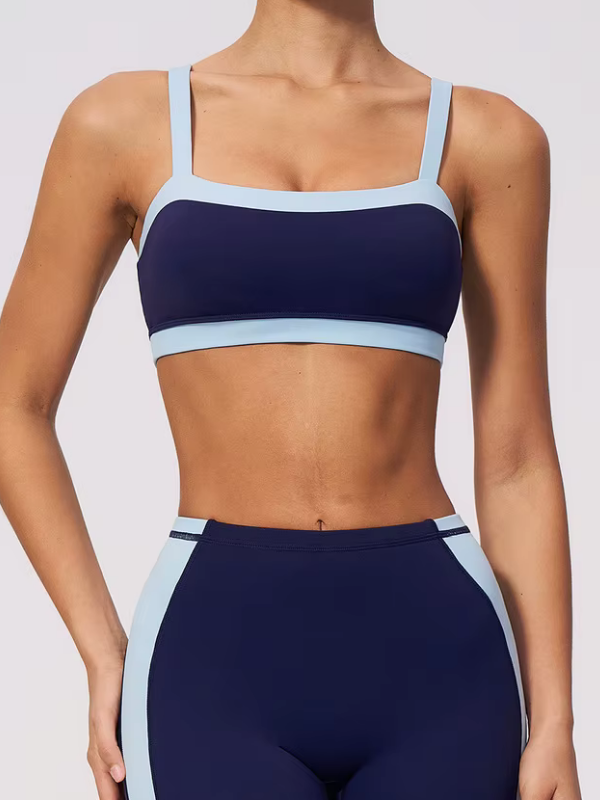 Brassière Yoga Contrastée - bleu marine / S