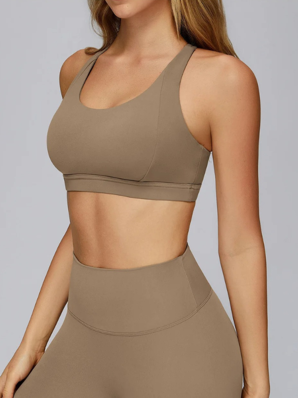 Brassière Yoga Croisée Elégante - kaki / S