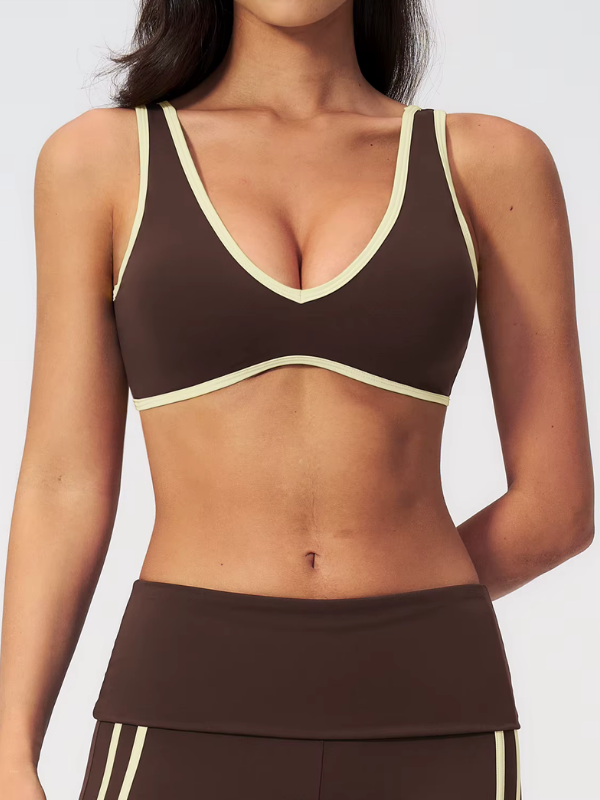 Brassière Yoga Décolleté V - marron foncé / S