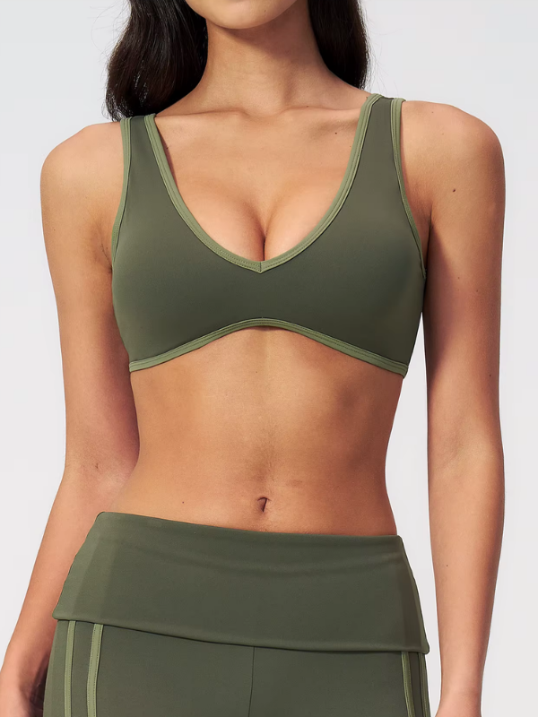 Brassière Yoga Décolleté V - vert militaire / S