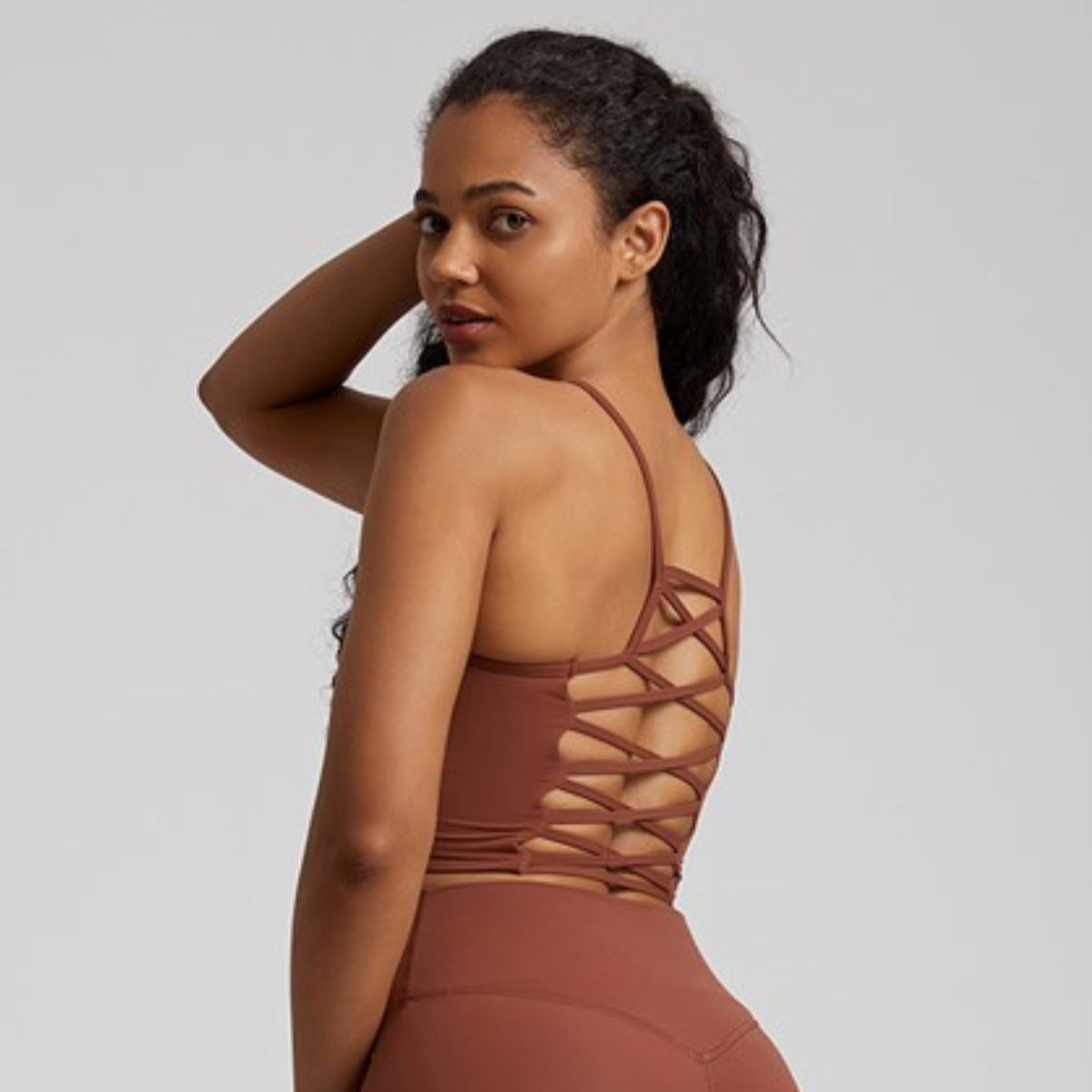 Brassière Yoga Dos Nu Croisé - marron / S