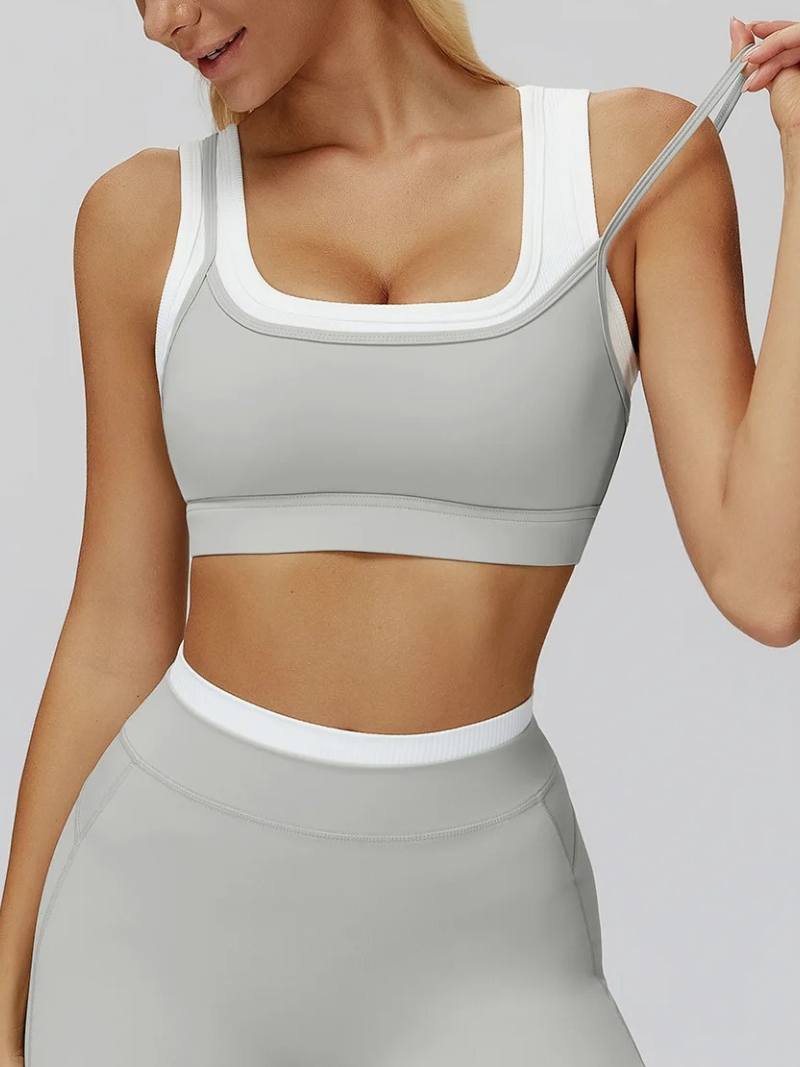 Brassière Yoga Double Bretelle - gris clair / S