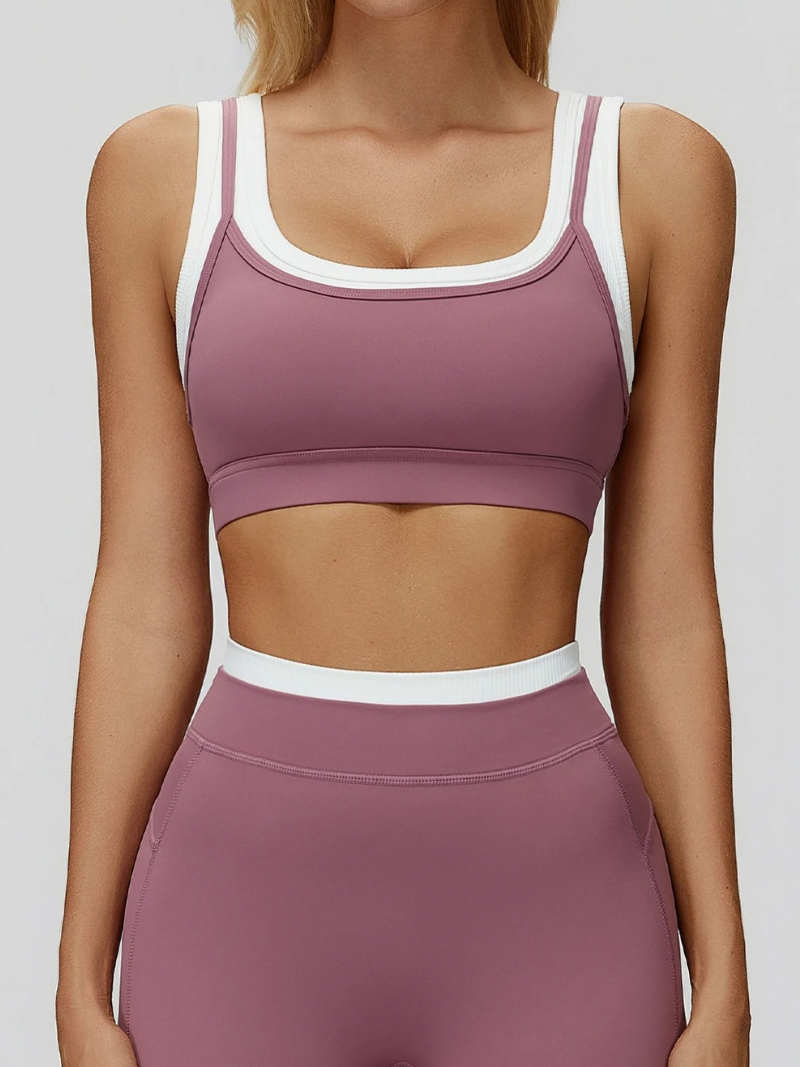 Brassière Yoga Double Bretelle - rose mauve / S