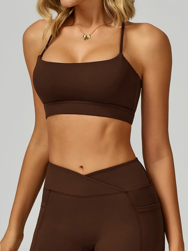 Brassière Yoga Fines Bretelles Chic - marron / S