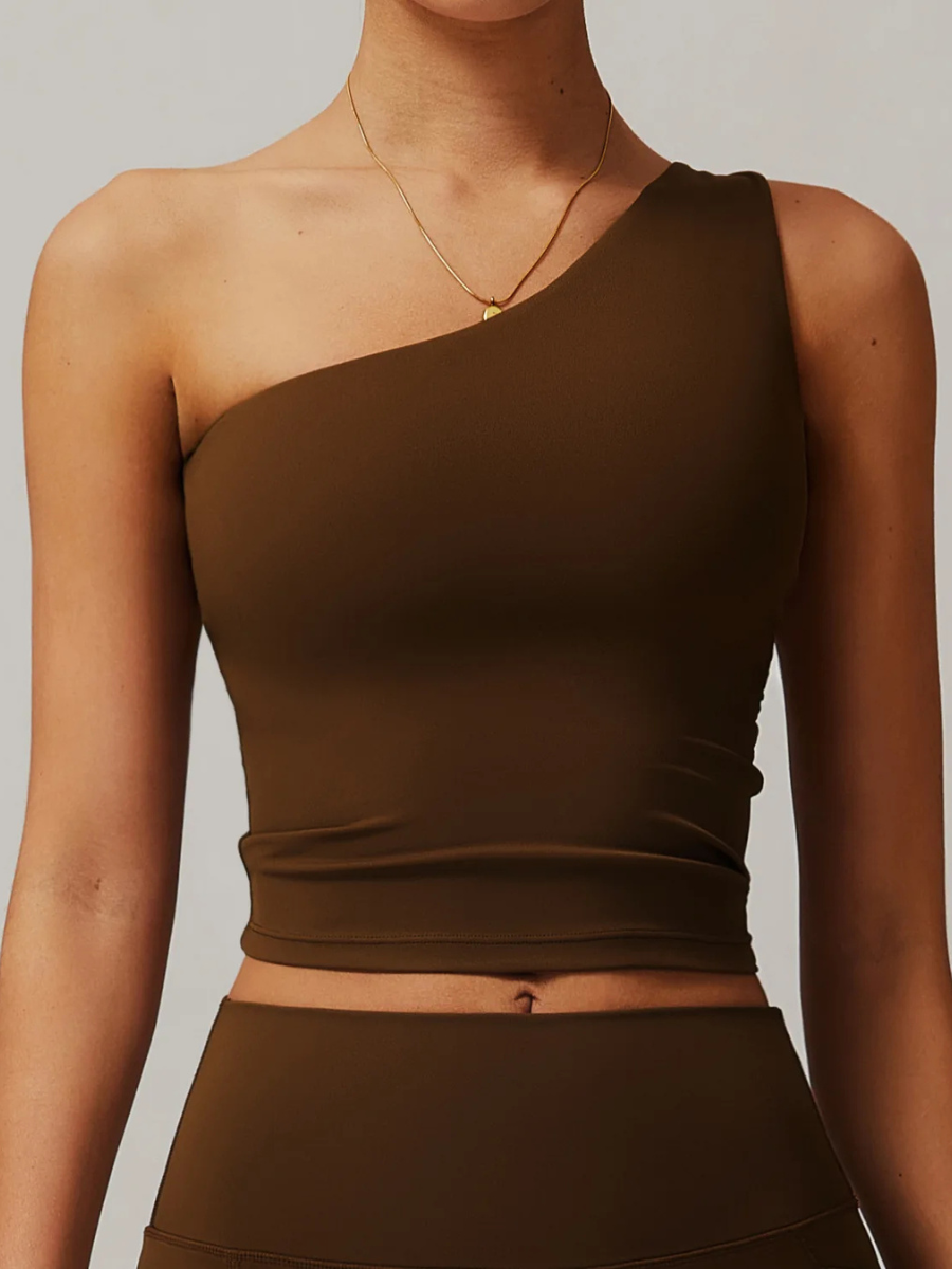 Débardeur Sport Femme Epaule Dénudée - marron / S