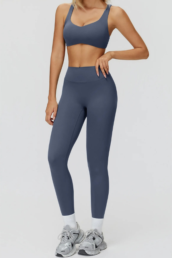 Ensemble Legging Yoga Femme - bleu gris / S