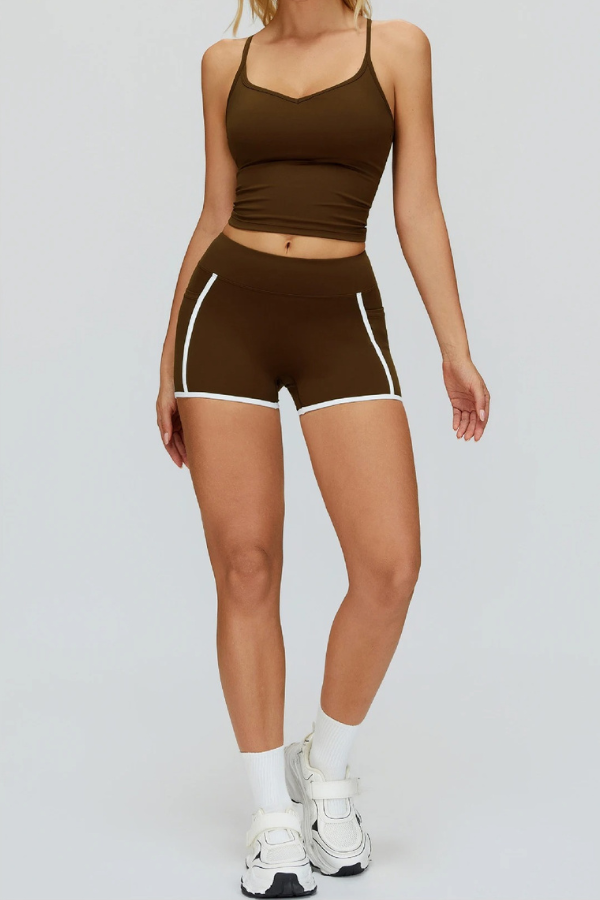 Ensemble Sport Short Débardeur - marron / S