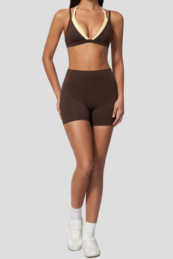 Ensemble Yoga Bicolore - marron foncé / S