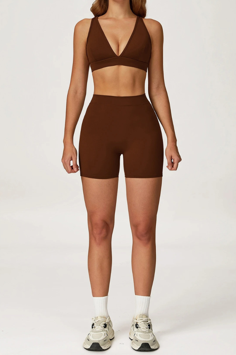 Ensemble Yoga Brassière Triangle - marron / S