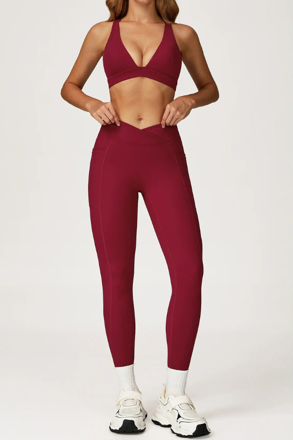Ensemble Yoga Dos Croisé - bordeaux / S