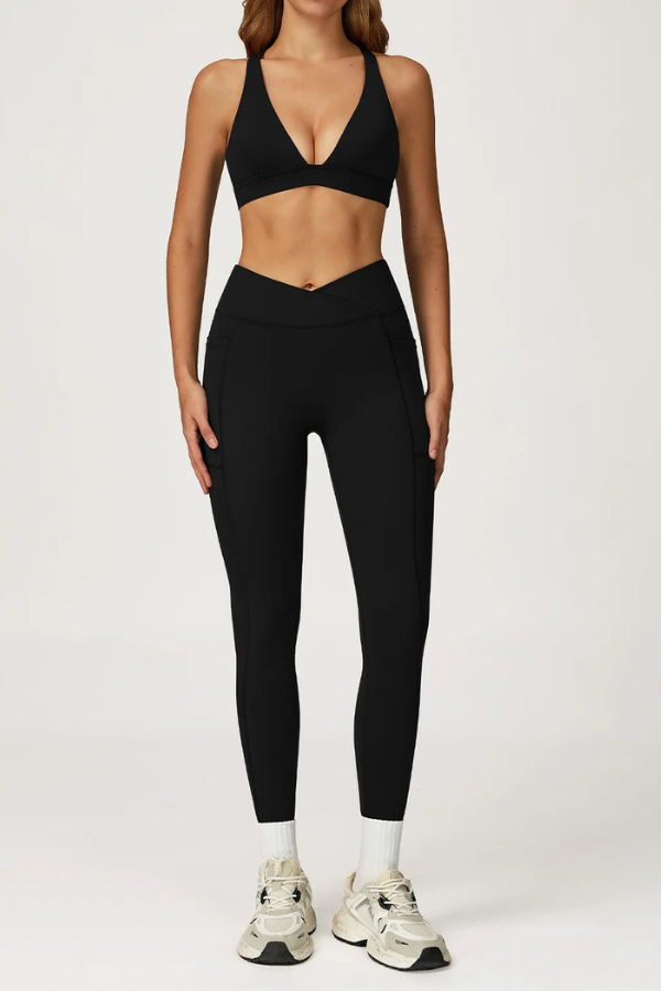 Ensemble Yoga Dos Croisé - noir / S