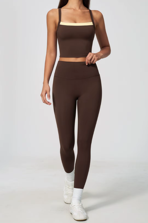 Ensemble Yoga Elégant - marron foncé / S