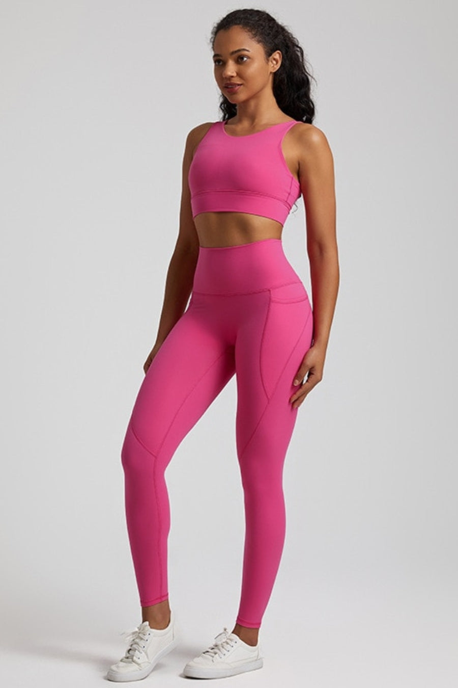 Ensemble Yoga Legging & Brassière - rose foncé / S