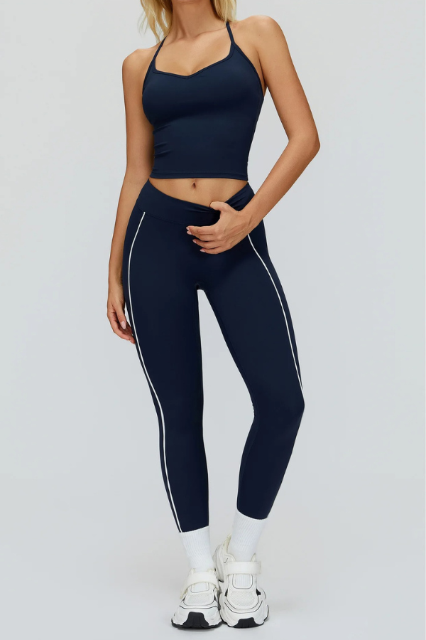 Ensemble Yoga Legging Débardeur - bleu marine / S