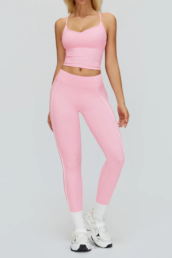 Ensemble Yoga Legging Débardeur - rose clair / S