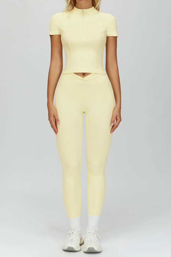 Ensemble Yoga Legging T-shirt - jaune clair / S