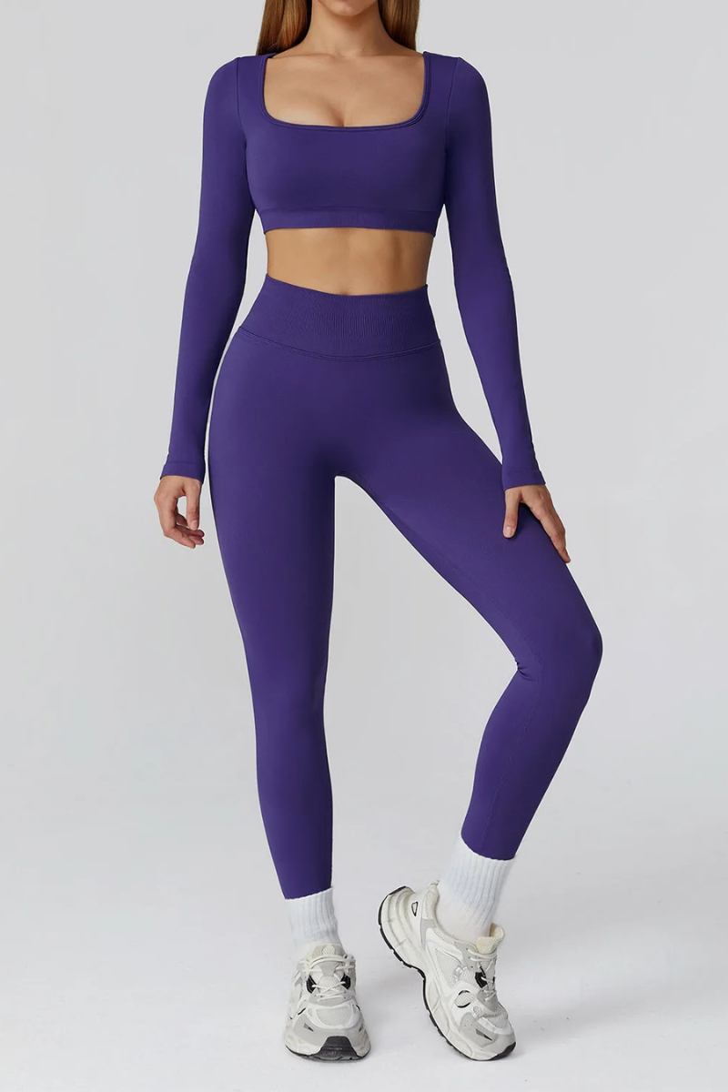 Ensemble Yoga Manche Longue - bleu marine / S
