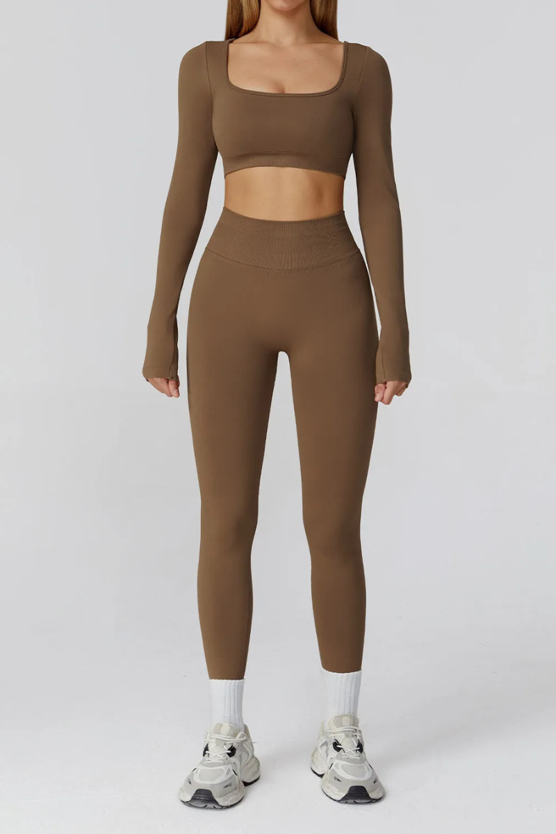 Ensemble Yoga Manche Longue - kaki / S