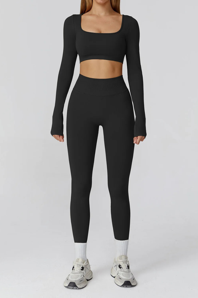 Ensemble Yoga Manche Longue - noir / S