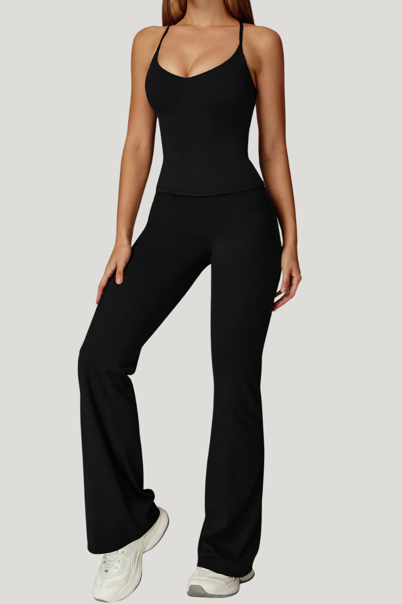 Ensemble Yoga Pantalon Evasé - noir / S