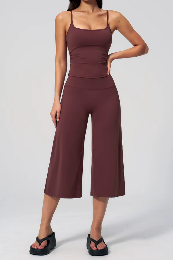 Ensemble Yoga Pantalon Large - bordeaux / S