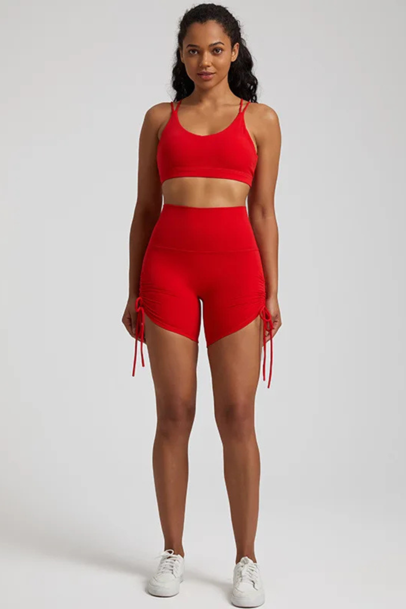 Ensemble Yoga Short Ajustable - rouge / S
