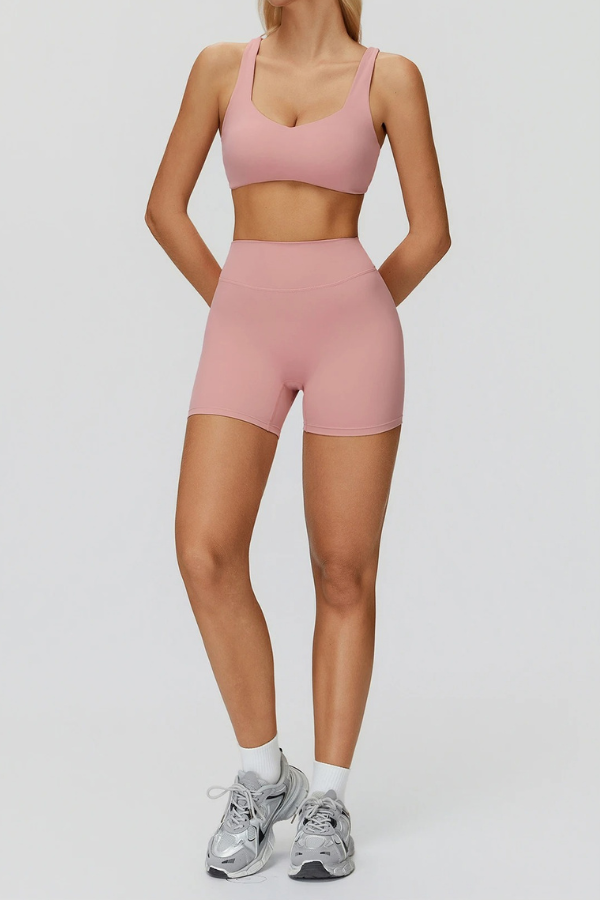 Ensemble Yoga Short Femme - rose clair / S
