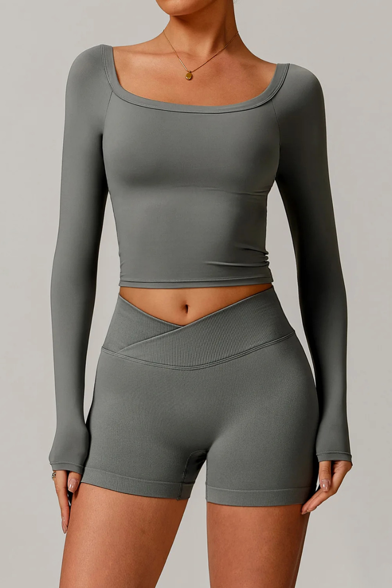 Ensemble Yoga Short Manches Longues - gris / S