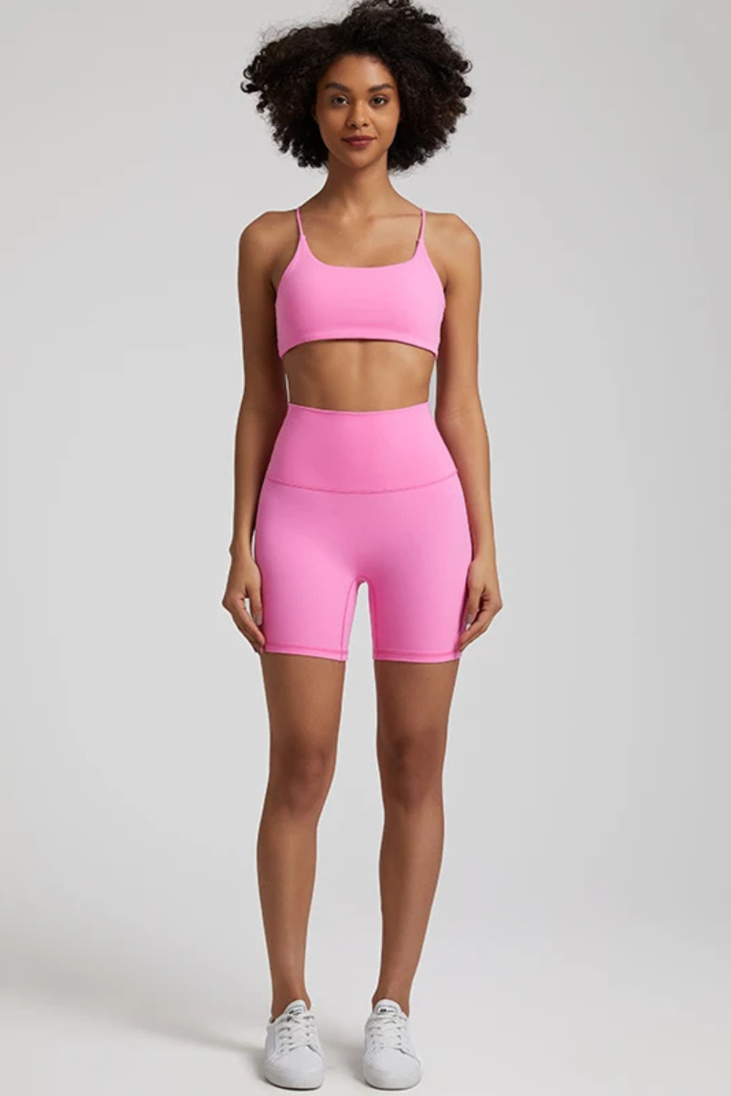 Ensemble Yoga Short Sensuel - rose clair / S