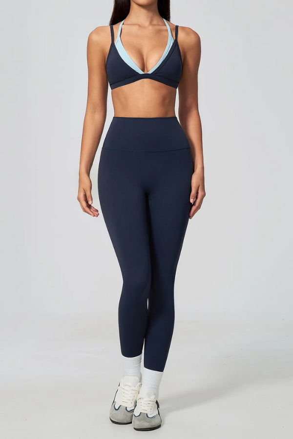 Ensemble Yoga Superposé - bleu marine / S