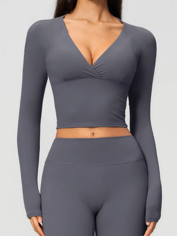 Haut Pilates Décolleté Croisé - gris / S