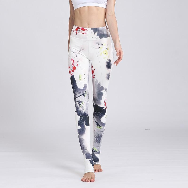 Legging de yoga Soft Flowers - blanc / S