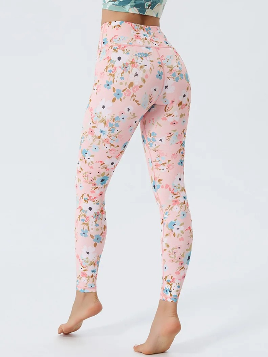 Legging Yoga Fleuri Rose