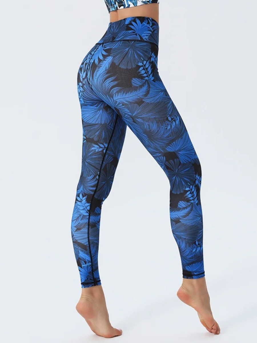 Legging Yoga Imprimé Feuilles Exotiques