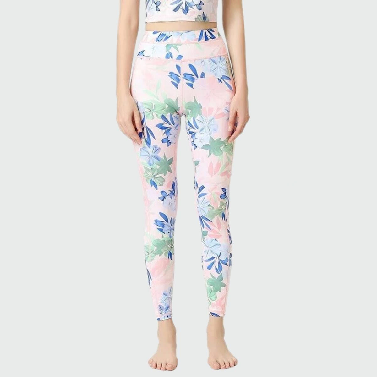 Legging Yoga Pink Leaf