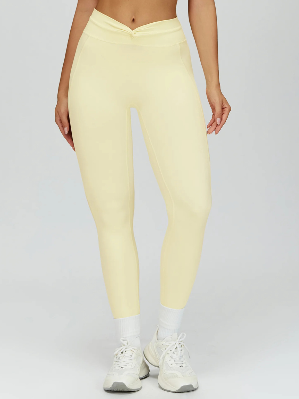 Legging Yoga Taille Croisée - jaune clair / S