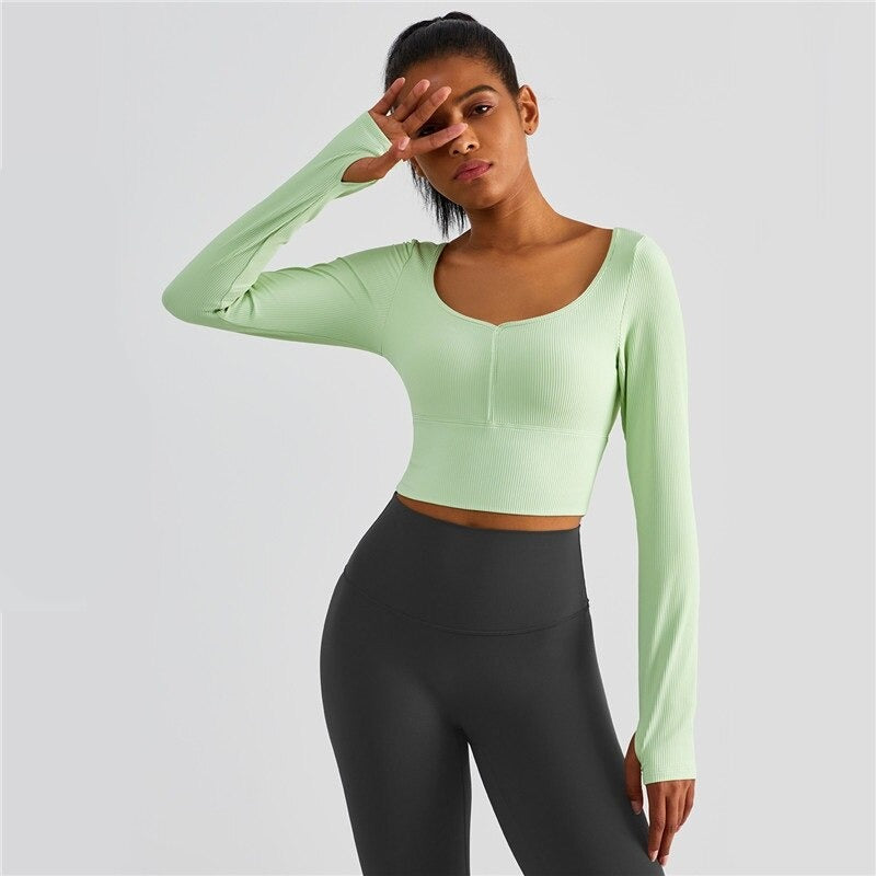 Pull Yoga Col Rond - Vert / S