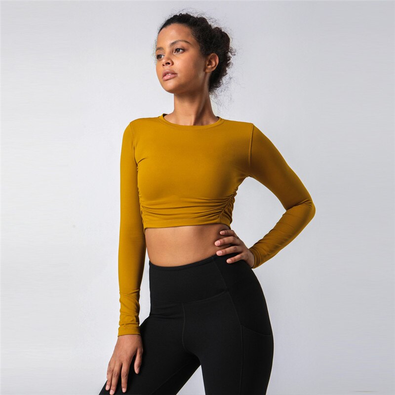Pull Yoga Crop Top - Jaune kaki / S