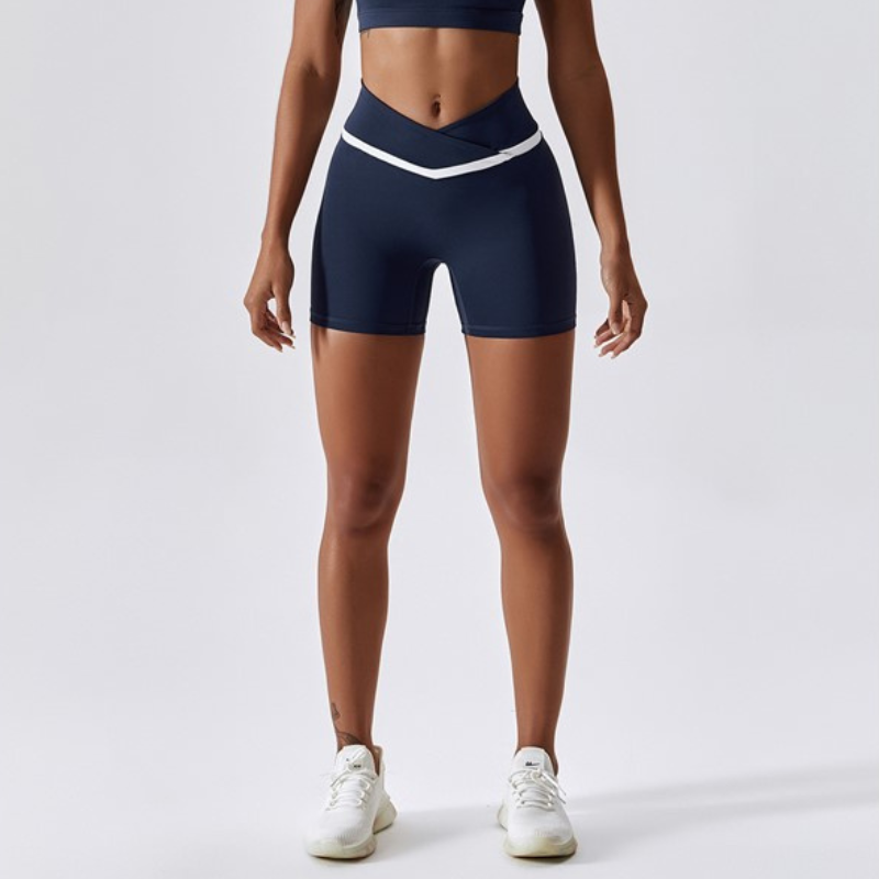Short Yoga Bande Gainante Croisée - Bleu / S
