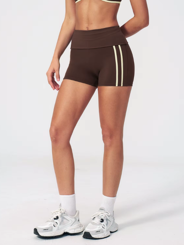 Short Yoga Double Bande - marron foncé / S