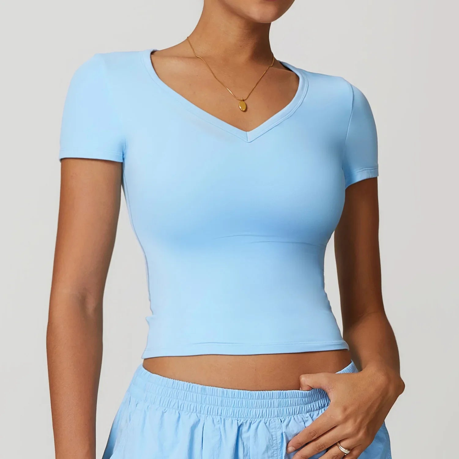 T-shirt Pilates Femme - bleu ciel / S