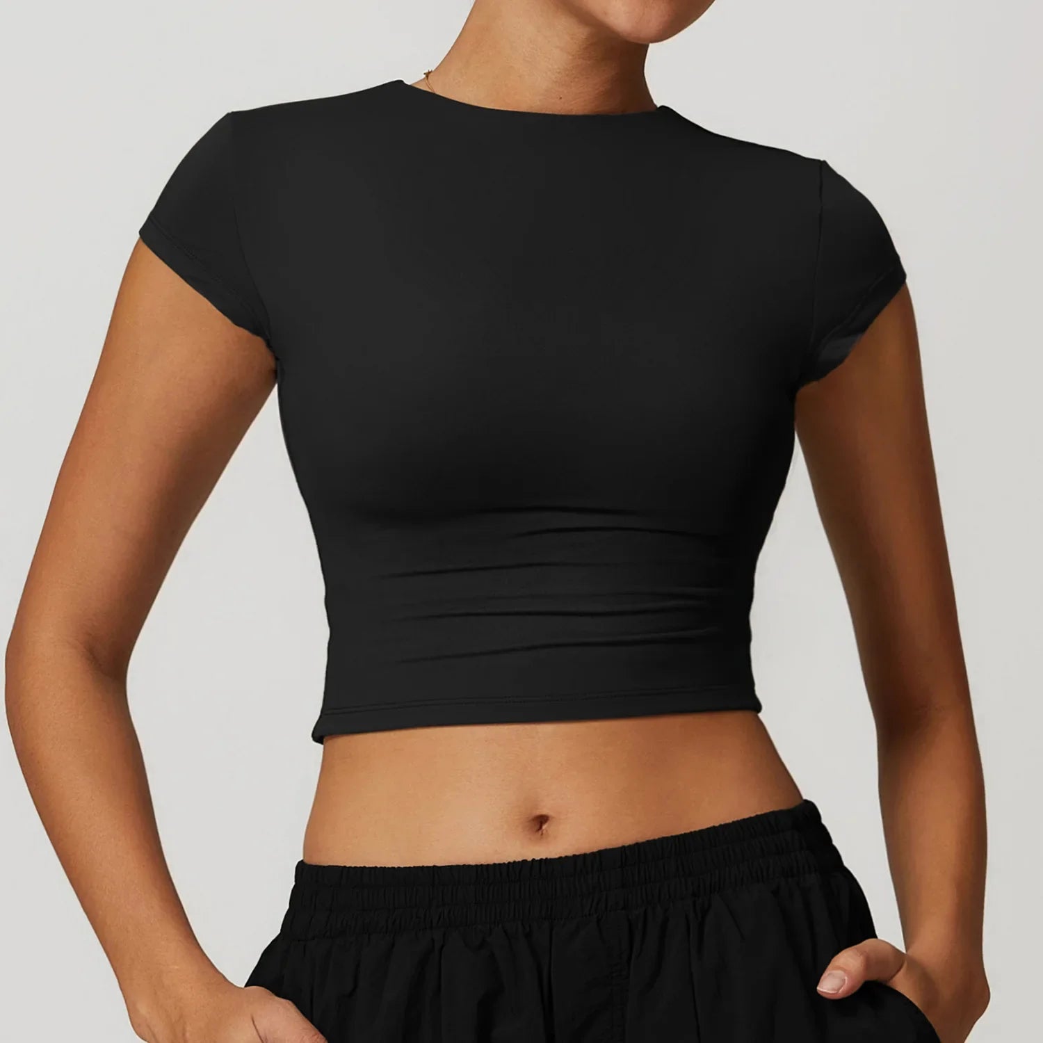 T-shirt Sport Crop Top - noir / S