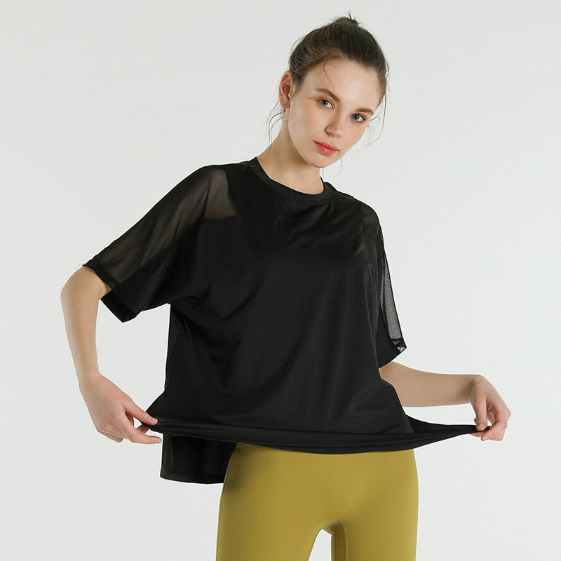 T-shirt Yoga à Maille - Noir / S