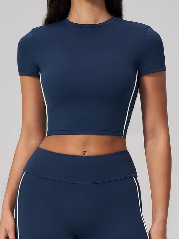 T-shirt Yoga Contrasté - bleu marine / S