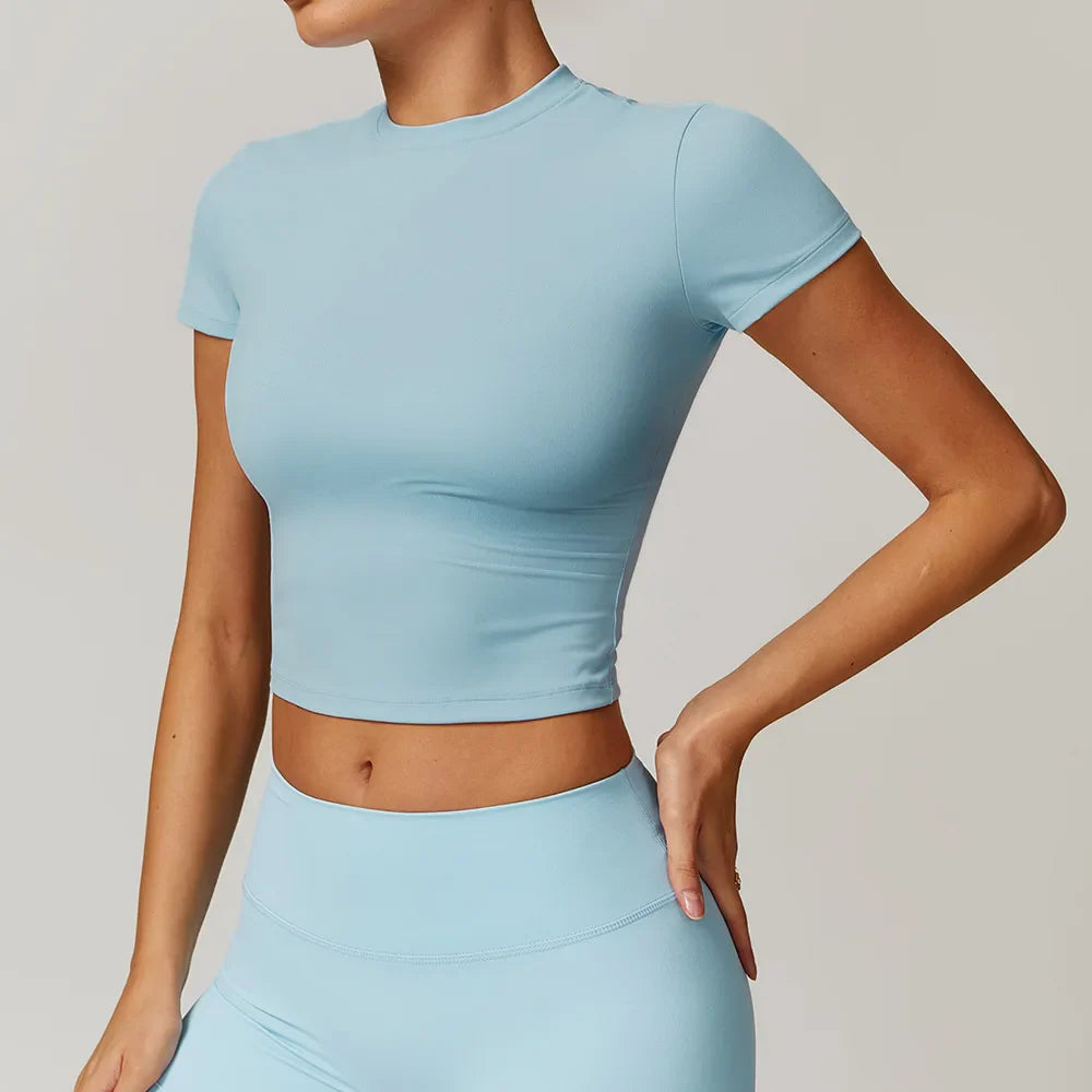 T-shirt Yoga Moulant - bleu ciel / S